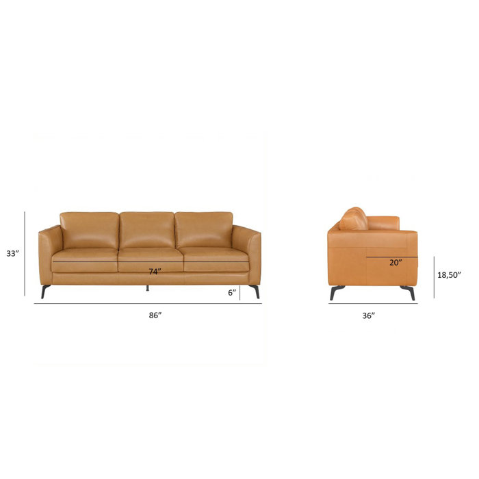 Corrigan Studio® Renoir Midcentury Modern Leather Sofa Couch Wayfair